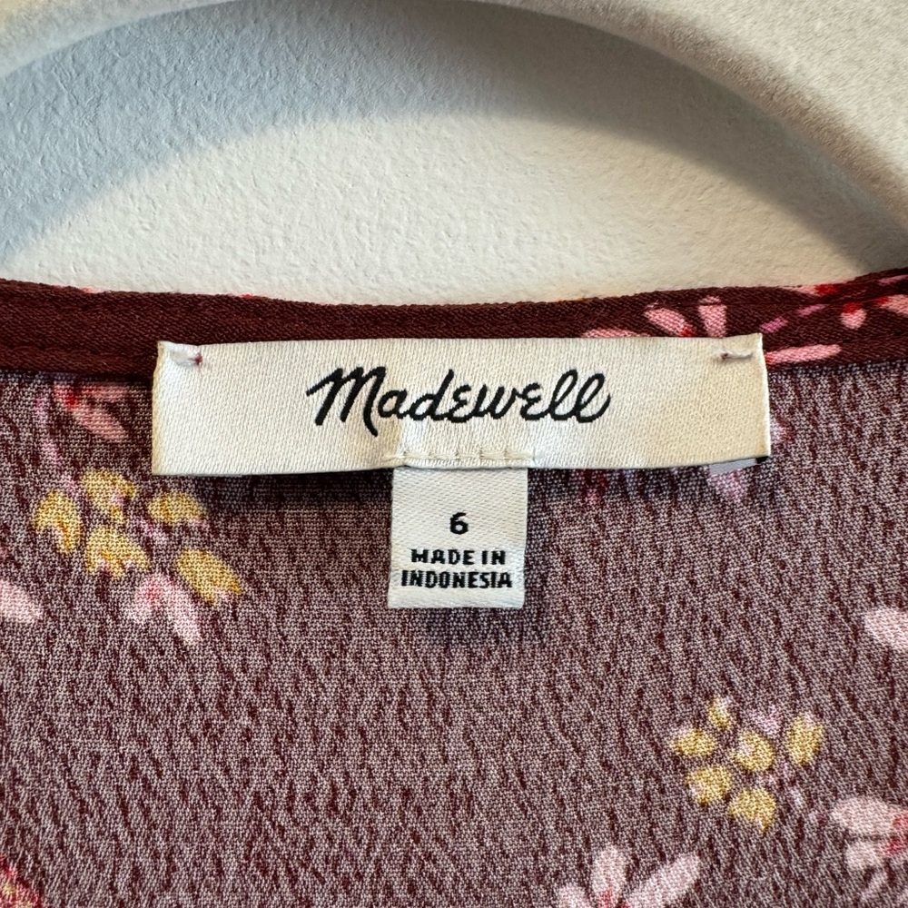 Madewell Burgundy Floral Wrap Blouse - Picture 4 of 6